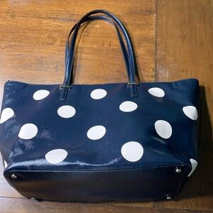 Kate Spade Harmony Tote - navy blue and pink dots